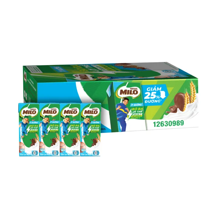 30-1 Nestle Milo Low Sugar Barley Milk Carton (48 Boxes X 180ml) - Ảnh 1